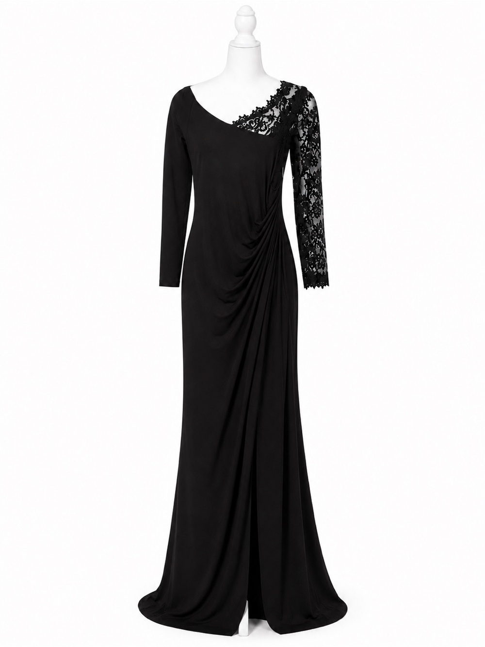 Prabal Gurung Black One Shoulder Lace Gown Dress US 14